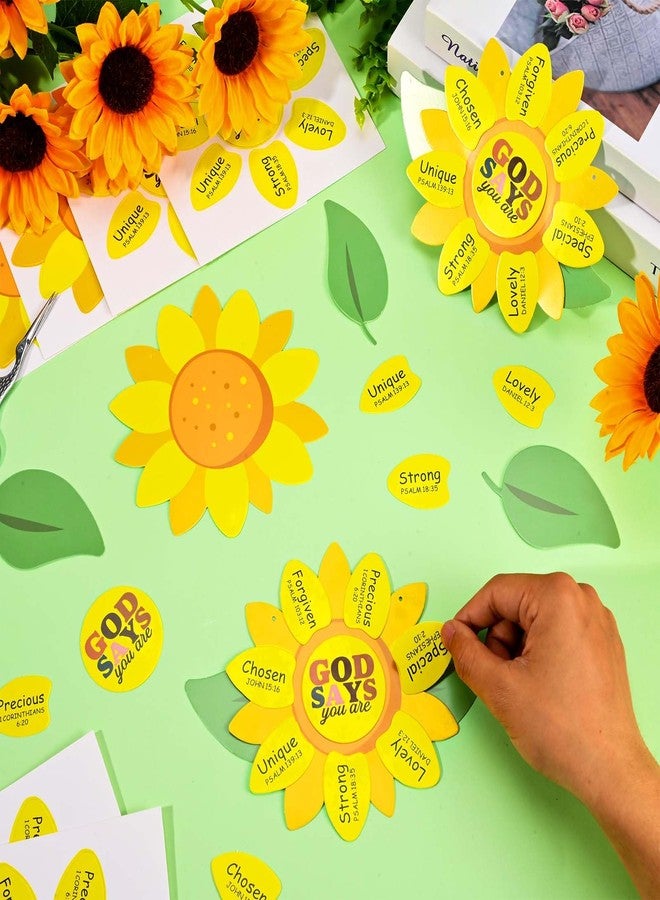 Sanixin 24 Sets Sunday School Crafts God Says You are Sunflower Craft Kit Religious Bible School Sunflower Craft Gifts Kit for Christian Faith Home VBS Magnified Church Activities Supplies - Image 5